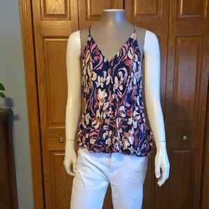 Market & Spruce Navy Floral V-Neck Spaghetti Strap Cami